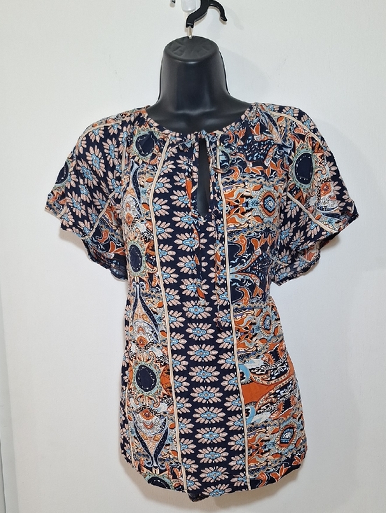 Tops - Boho Floral Paisley Tie-Neck Women’s Top